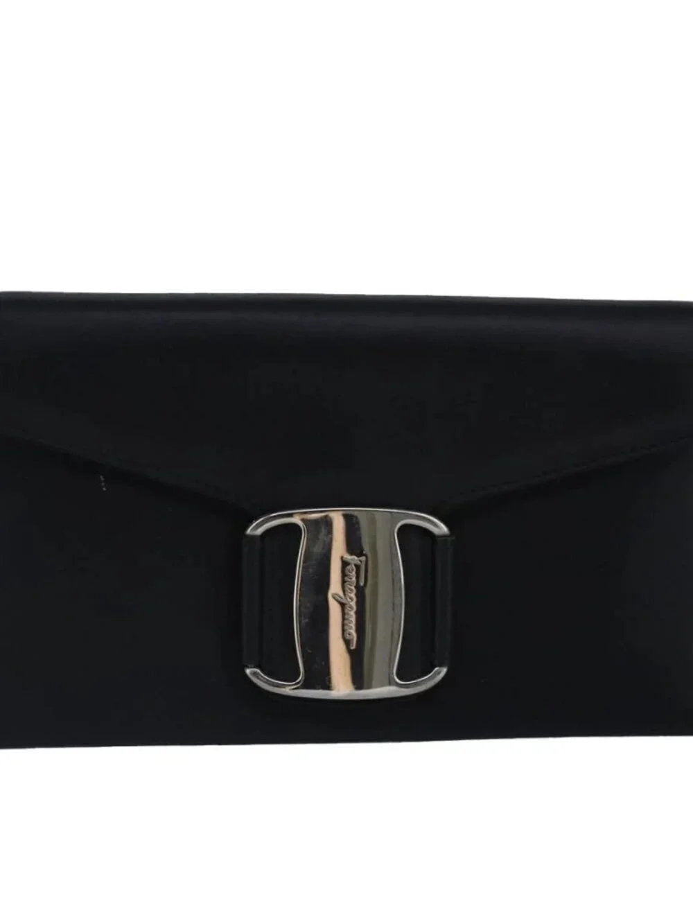 Salvatore Ferragamo Wallet Leather Black Auth bs20080